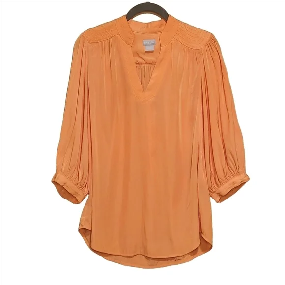 CHICO'S TEXTURED STITCHED V-NECK BALLOON SLEEVE BLOUSE EUC SIZE XS SMALL 0 - Picture 2 of 10